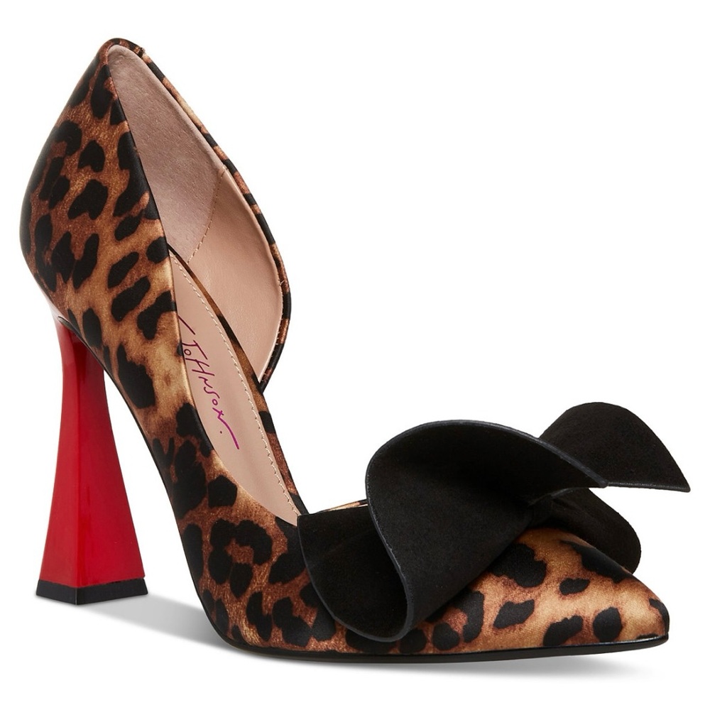 Leopard Print High Heel Pumps with Bow